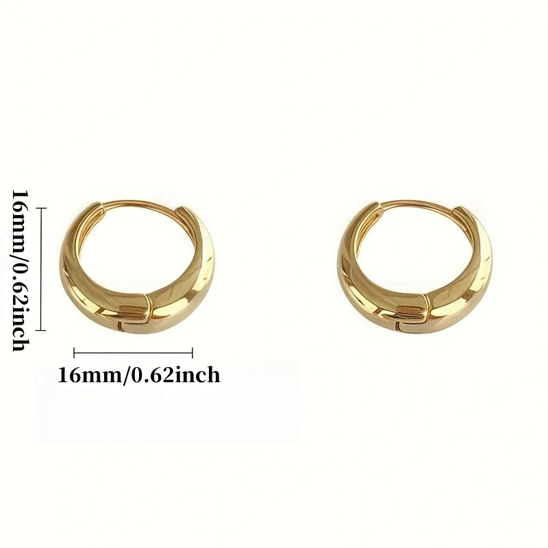 2Pcs Elegant Stainless Steel French Hoop Earrings