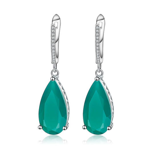 Natural Green Agate Drop Sterling Silver Gorgeous Earrings For Women