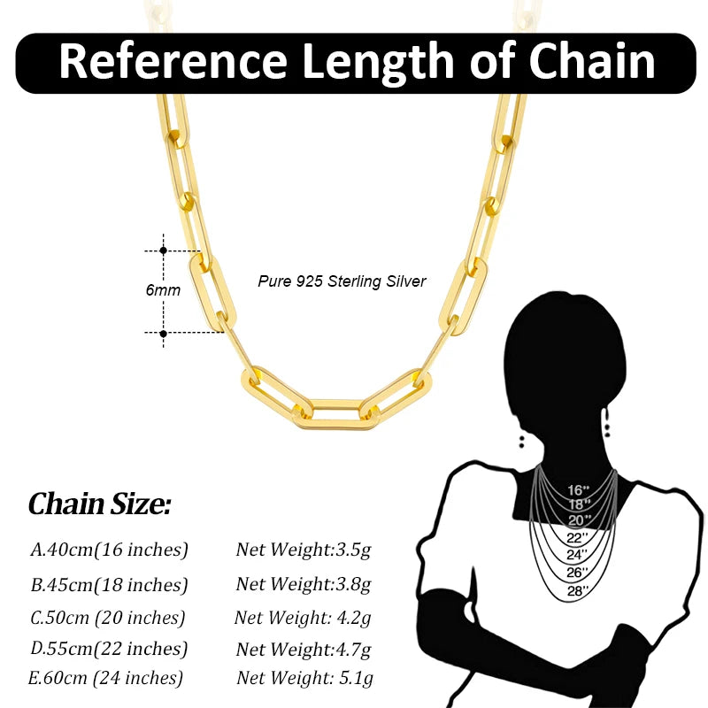 Sterling Silver Paperclip Necklace Chain for Women