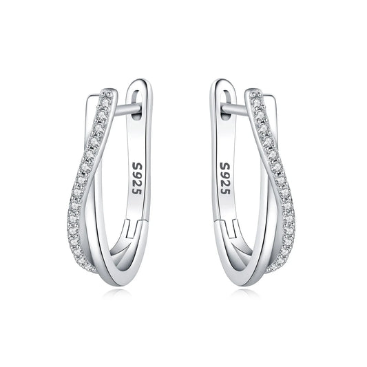 Sterling Silver Twisted Hoop Earrings For Women