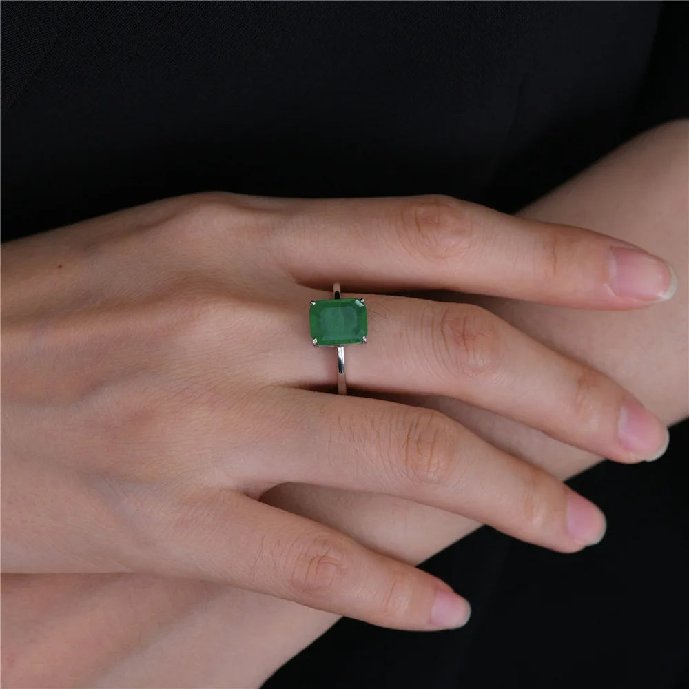 Emerald Zirconia Sterling Silver 4 Carat Rings For Women