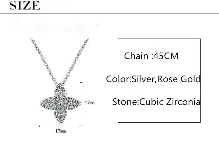 Flower Platinum Plated Pendant Necklace Jewelry For Women Short Chains