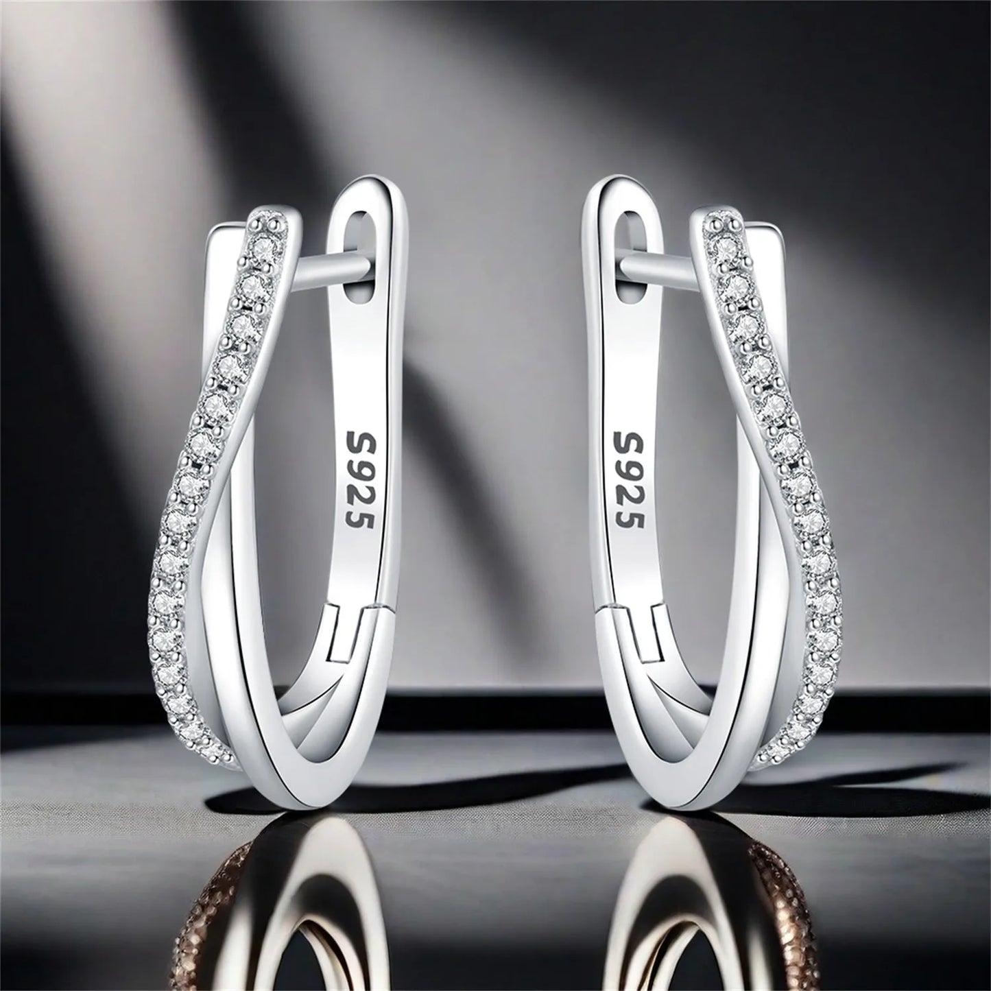 Sterling Silver Twisted Hoop Earrings For Women