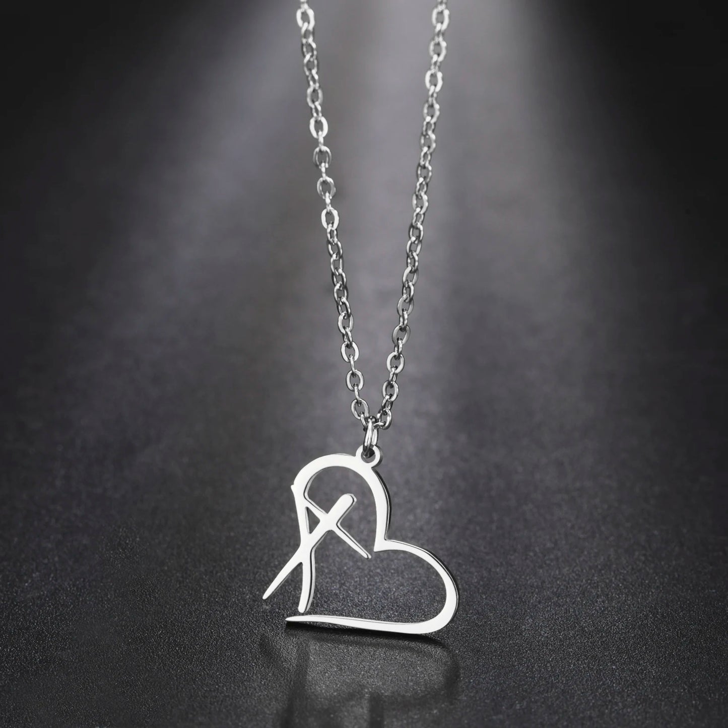 Heart-shaped Cross Necklace Stainless Steel Chain