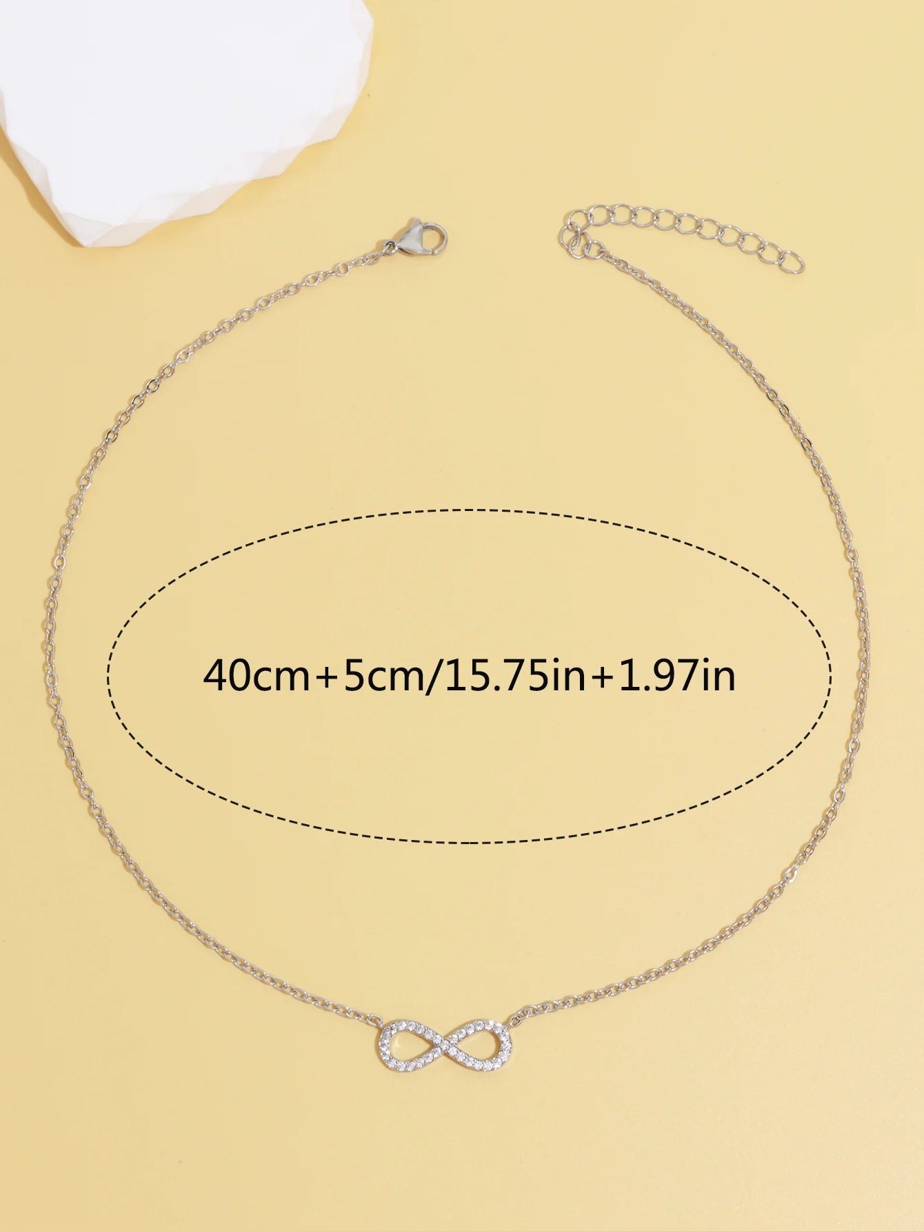 Stainless Steel Infinity Pendant Necklace Zirconia for Women