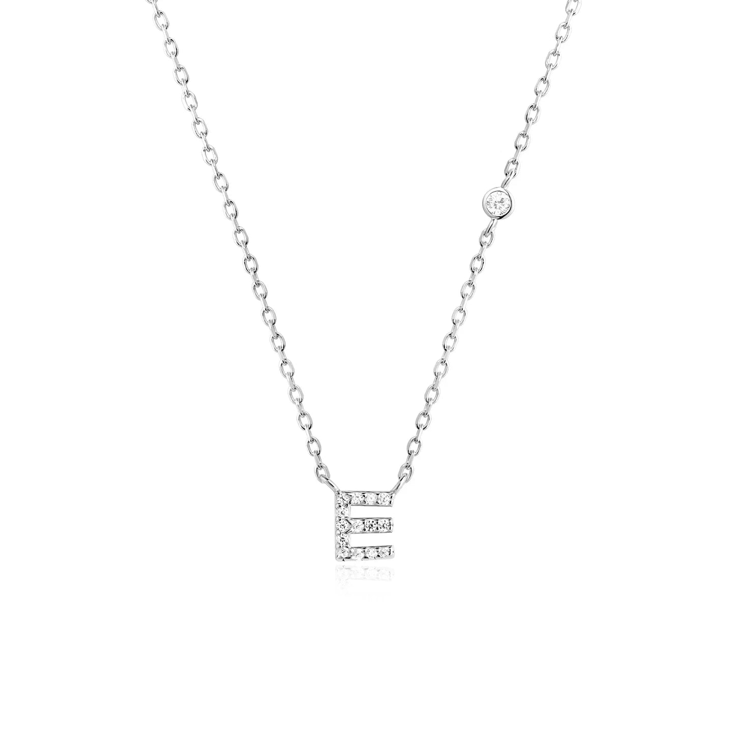 Sterling Silver Letters A- Z Zircon CZ Pendant Monogram Necklace