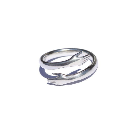 Jewelry Love Hug Couple Ring Female Male Retro Doing Old Live Mouth Ring Japanese Korean Version Thai Silver Tail Ring