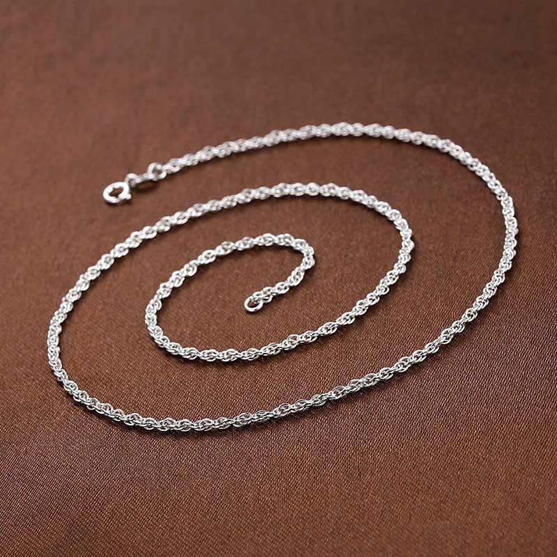 C Double Buckle Cross Chain Men and Women Can Wear Sterling Silver Single Naked Chain