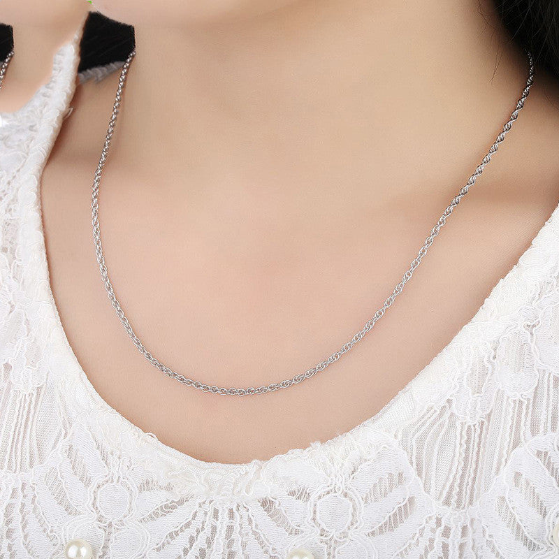 C Double Buckle Cross Chain Men and Women Can Wear Sterling Silver Single Naked Chain