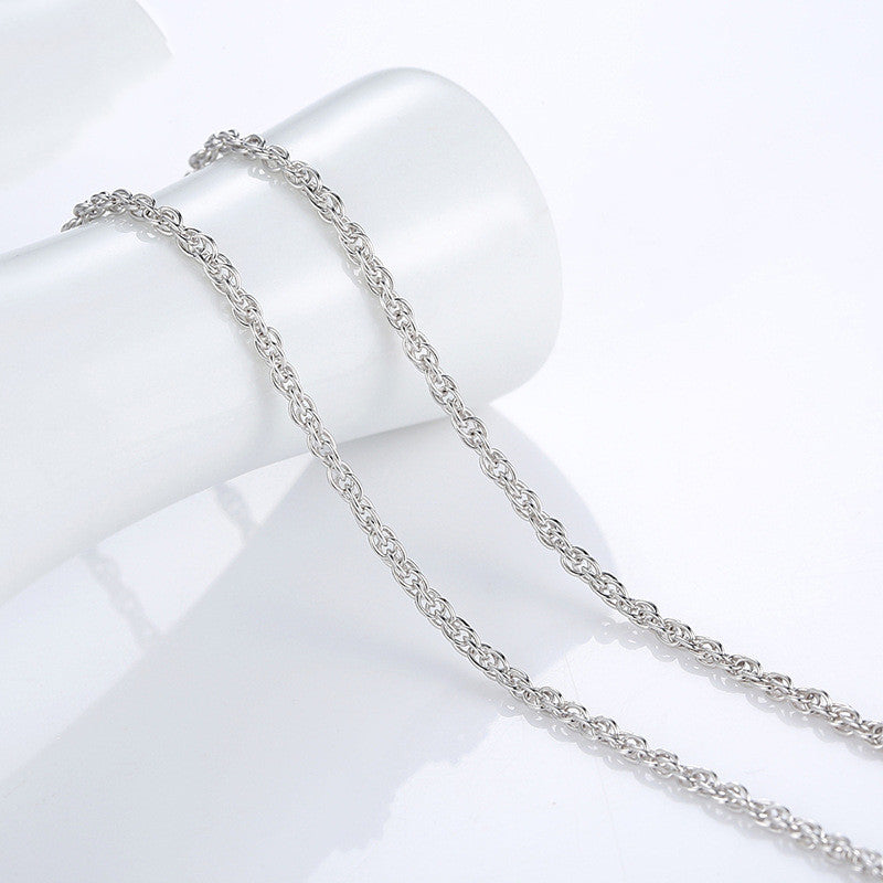 C Double Buckle Cross Chain Men and Women Can Wear Sterling Silver Single Naked Chain