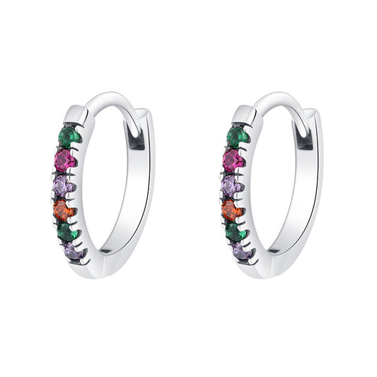 S925 Sterling Silver Vintage Thai Silver Rainbow Earrings Personalized Color Earrings