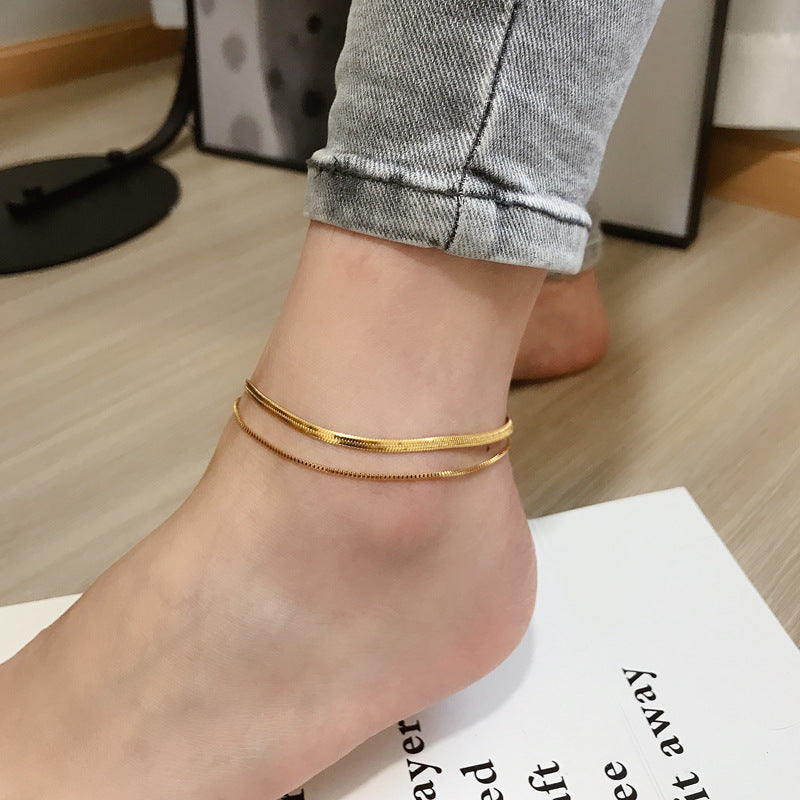Gold plated Titanium Steel Snake Bone Anklet for Women